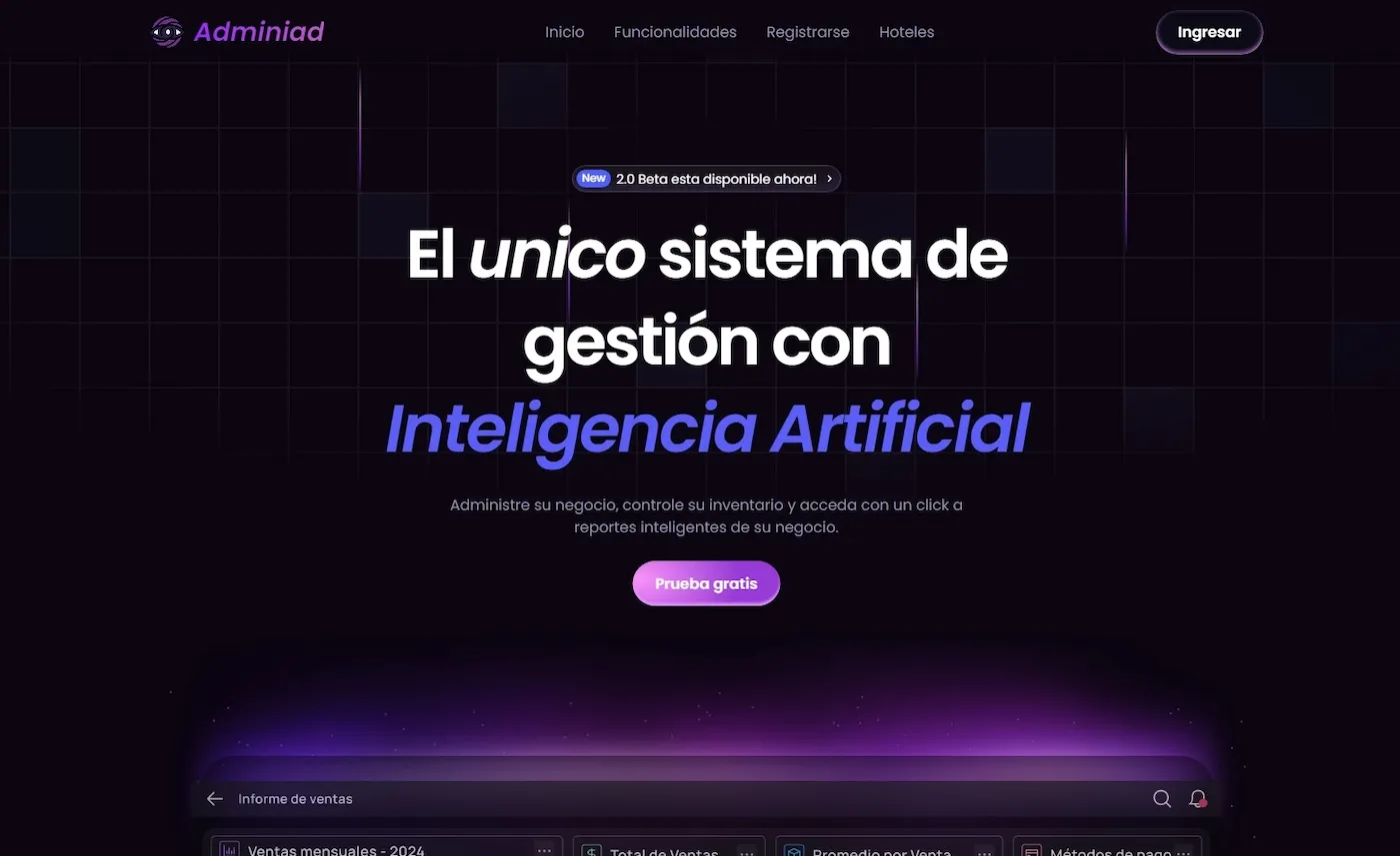 Portada de la landing page de Adminiad diseño web a medida