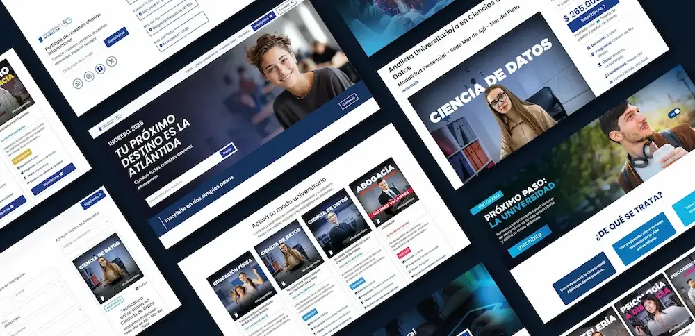 Composición de imagenes del sistema de inscripción de la Universidad Atlántida