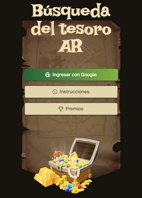 Portada de aplicación móvil de búsqueda de tesoro con realidad aumentada