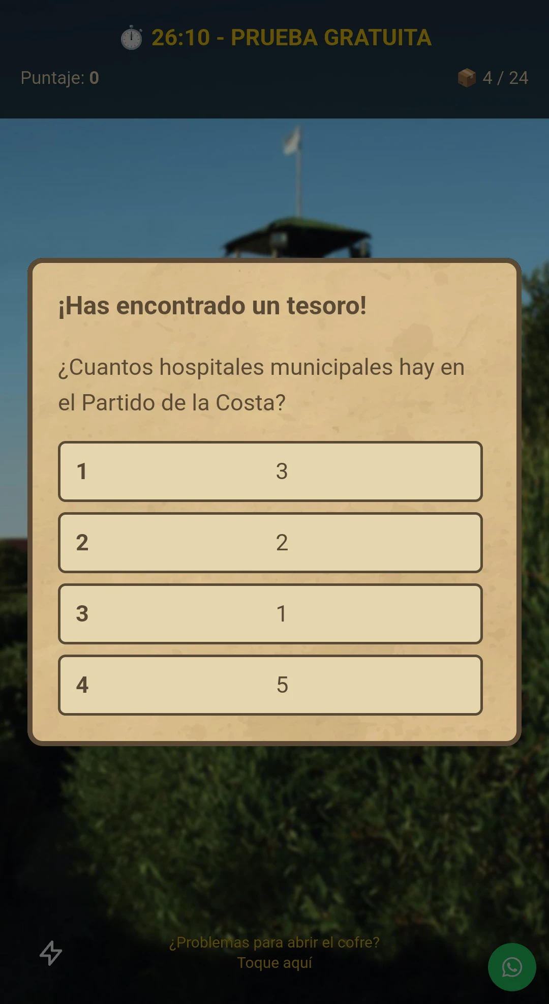 Captura del juego mostrando las preguntas interactivas