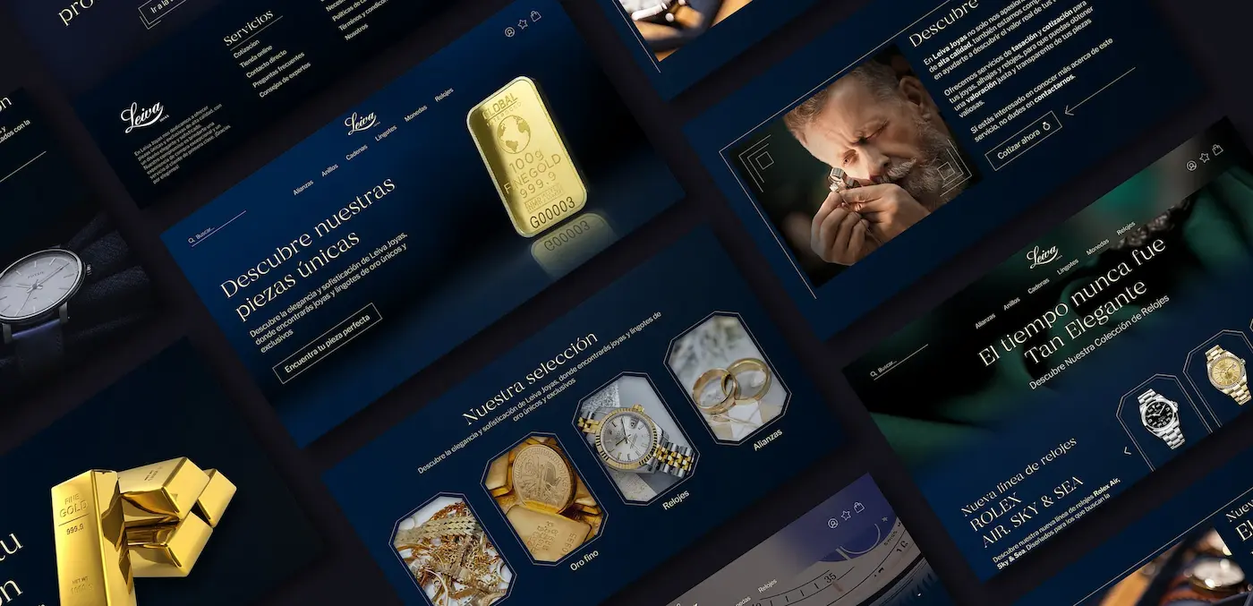 Composición de imagenes del ecommerce de Leiva Joyas