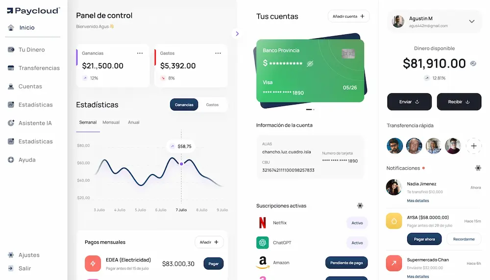 Diseño de sistema de gestión de pagos en línea de Paycloud